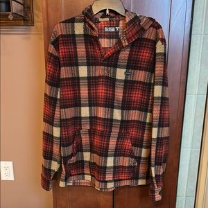 Billabong Plaid Polar Fleece Hoodie - M